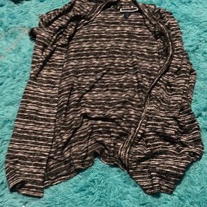 Karen Scott Black and White Striped Cardigan